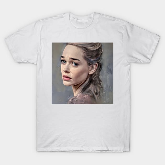 Portrait of Emilia Clarke T-Shirt by bogfl